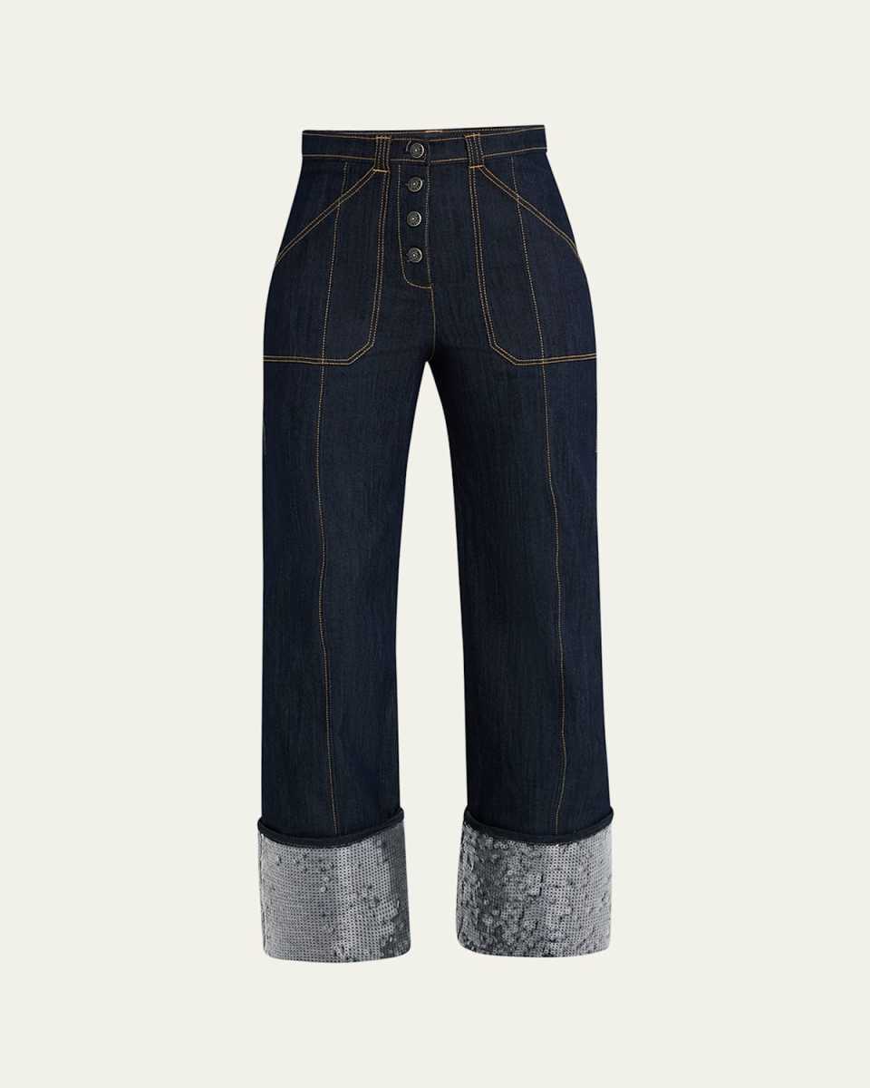 Benji Sequin Cuffed Denim Pants